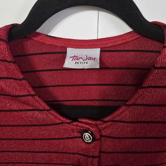Red Striped Button-Up Cardigan - Picture 3 of 8